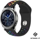 Siliconen Smartwatch bandje - Geschikt voor  Samsung Gear S3 Classic & Frontier sport band - zwart kleurrijk - Strap-it Horlogeband / Polsband / Armband