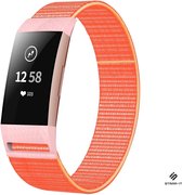 Strap-it Fitbit Charge 3 nylon bandje - oranje