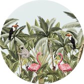 Made on Friday - Behangcirkel Tropical Jungle  80x80 cm - Zelfklevend behang met matte textiel uitstraling