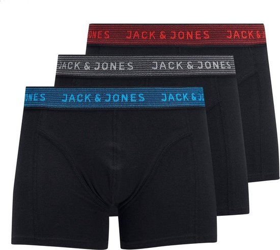 JACK & JONES Jacwaistband trunks (3-pack) - heren boxers normale lengte - zwart - Maat: XXL