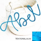 Naamhanger - Babykamer - Kraamcadeau - Handmade - Decoratief - 5 letters of meer - Waterblauw