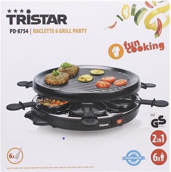 Teleurgesteld Westers huren Tristar raclette- en gourmetset- 2 in 1- inclusief 6 pannetjes- 32 cm -  ronde uitvoering | bol.com