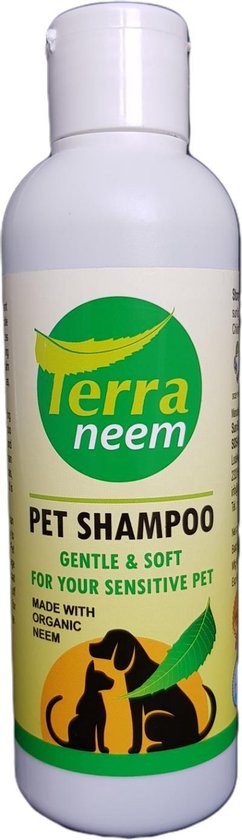 TerraNeem "Neem" Hondenshampoo en Kattenshampoo - 200 ml - Reinigt en verzacht. Geweldig tegen jeuk en huidirritaties. Parfumvrij & Huidvriendelijk, Verzorgend & Eenvoudig te kammen, Vachtverzorging & Glans