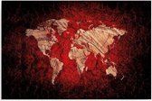 Schilderij - Wereldkaart op zwart- rode achtergrond