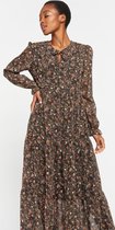 LOLALIZA Maxi jurk met bloemen en lange mouwen - Oker - Maat 40