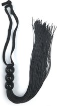 Flogger - houten handvat met ontelbare rubberen siliconen strengen zwart