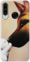ADEL Siliconen Back Cover Softcase Hoesje Geschikt voor Huawei P30 Lite - Hond Kat Familie