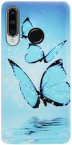 ADEL Siliconen Back Cover Softcase Hoesje voor Huawei P30 Lite - Vlinder Blauw