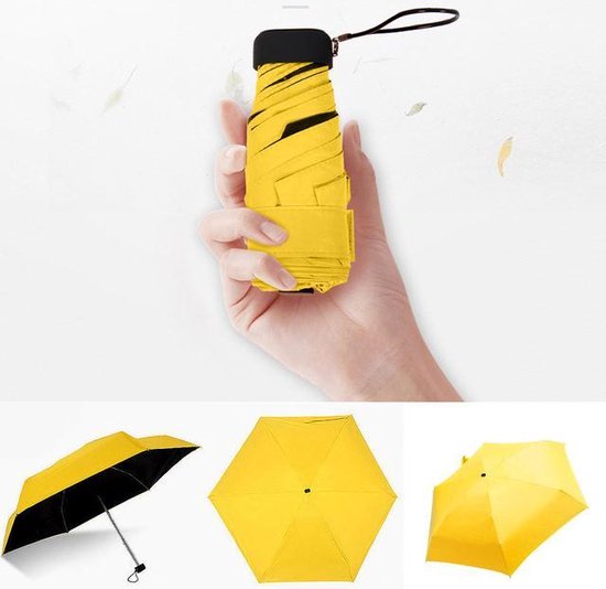 Lichtgewicht Paraplu | Mini Paraplu | Handtas Paraplu | Geel