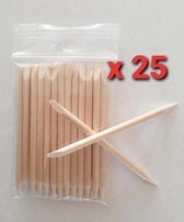 25x cuticle pusher / wood sticks - woodsticks - manicure - bokkepoot-pedicure - nagels- rozenhoutstokjes - nagelriemen - nagelverzorging - gellak - shellac - gelpolish - acryl - gel - verzorging - verwijderen - vijlen - houten - nail - bokkenpootje