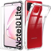 Samsung Galaxy Note 10 Lite Hoesje Transparant - Anti Shock Hybrid Back Cover & 2X Glazen Screenprotector