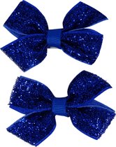 Jessidress Feestelijke Mini Haarclips met strikjes vol pailletten - Blauw