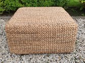 Memhis pouffe/table square l.brown ,banana leaf 75x75x37cm
