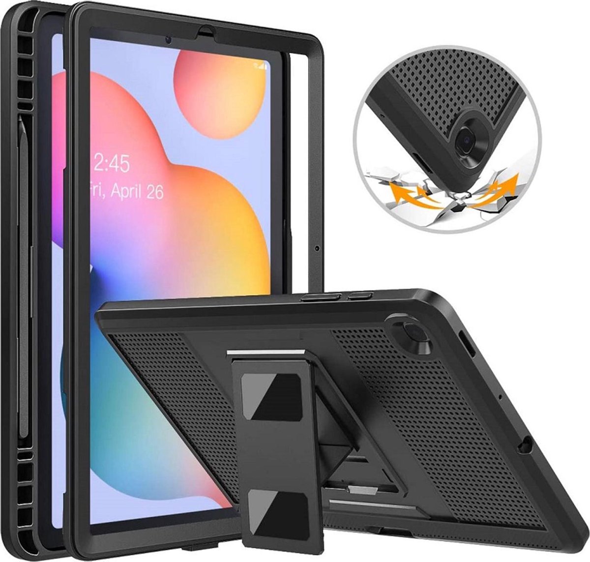 Accezz Tablet Hoes Geschikt voor Samsung Galaxy Tab S6 Lite (2022) / Tab S6 Lite - Accezz Rugged Back Case - Zwart
