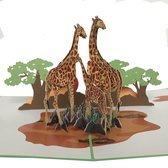 pop-up giraf kaart met baby -wenskaart -3d-dieren-geboorte-met envelop