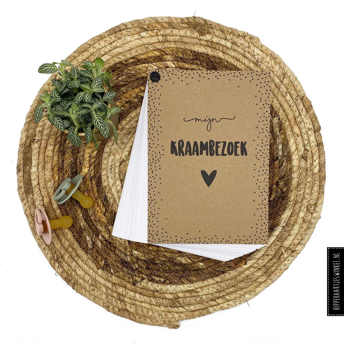 Kraambezoek - Invulkaarten - Kraambezoekboek - Invulboek kraft - 25 personen