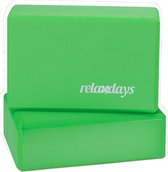 Relaxdays yoga blok - set van 2 - hardschuim - verschillende kleuren - groen
