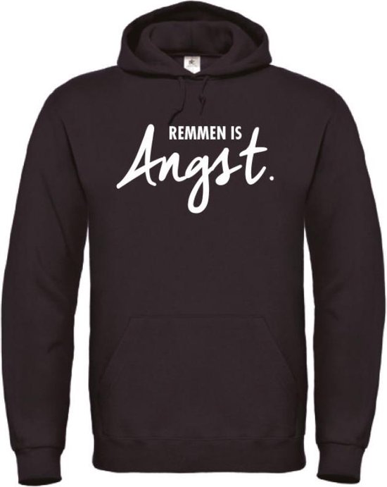 Wintersport hoodie zwart XL - Remmen is Angst - wit - soBAD. | Foute apres ski outfit | kleding | verkleedkleren | wintersporttruien | wintersport dames en heren