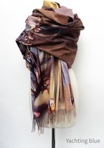 Sjaal - dames - bruin - taupe - herfst sjaal  - Edgar Degas  - de dans - wol - katoen - museumsjaal - mode en kunst - kado dames - kado vrouw - Aktie van 39,95 voor 29,95 -