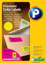 Printec Fluoriscerend Neon Geel etiketten - 10 vel - 105x37mm - 16 labels per A4 - 160 stickers per doos