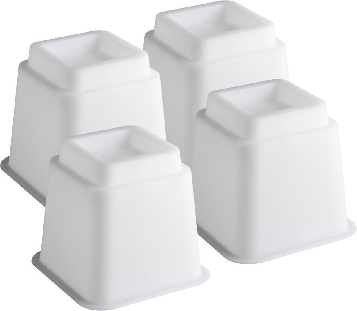 Goedkoopste Bedverhogers wit - bedklossen - meubelverhogers - stoelverhogers 13 cm hoog. Per set van 4. Max. 600 kg