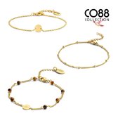 CO88 Collection 8CO SET075 Armband dames set 3 stuks - Bruin - Goudkleurig