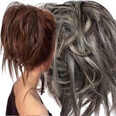 Haar Wrap Extension Half Lang Gemeleerd Grijs|As|Bruin | Inclusief Luxe Bewaarzakje.