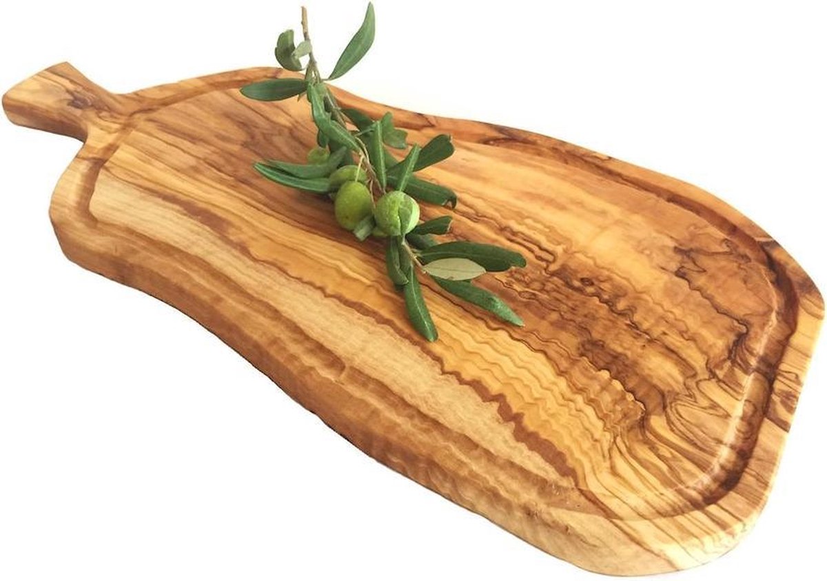 Zethome | Olijfhout, hout natuurlijke vorm handvat gegolfd steakboard | 22x42 cm