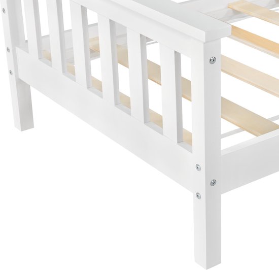 Lit bébé avec sommier et protection antichute 90x200 cm blanc