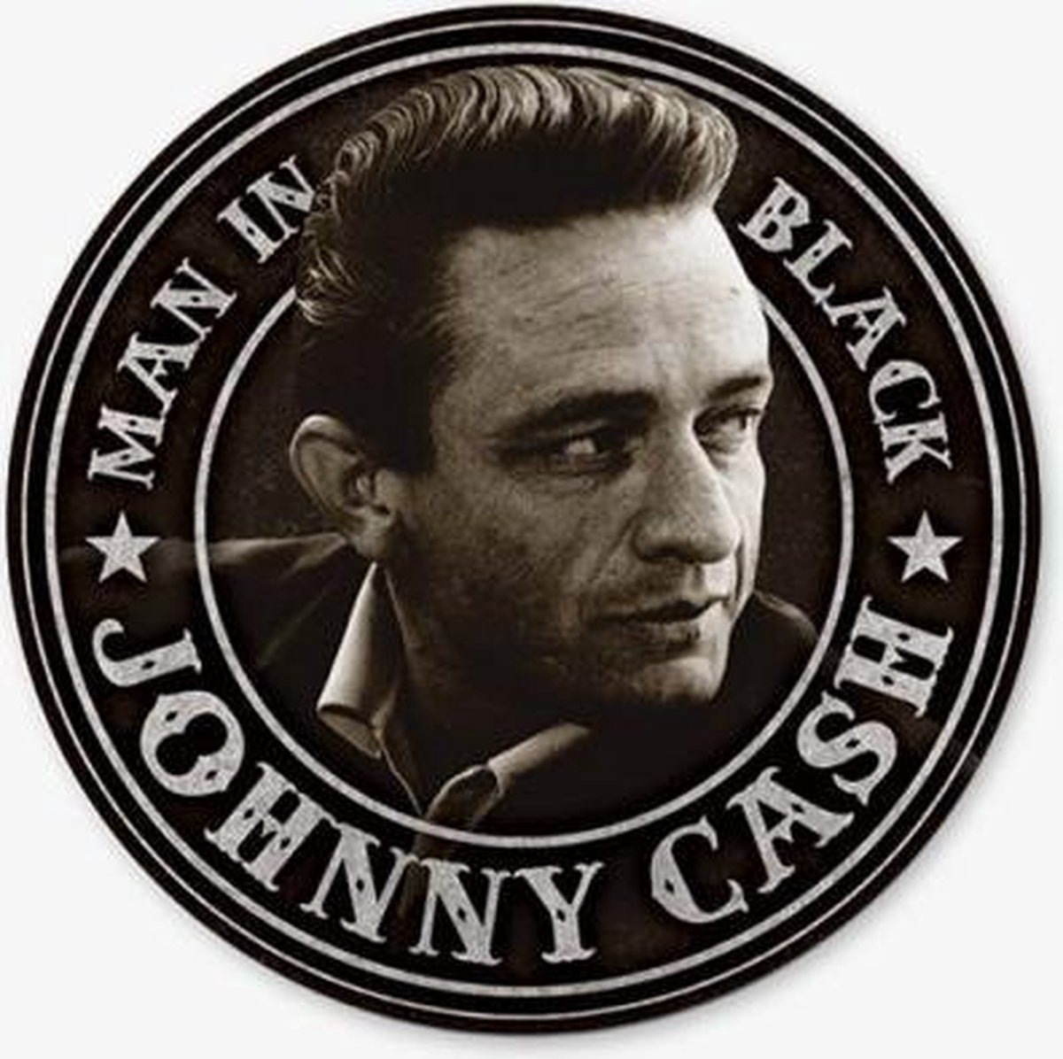 Desperate Enterprises Metalen wandbord - JOHNNY CASH - Man in Black sepia
