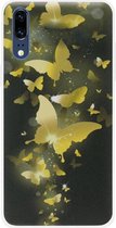 ADEL Siliconen Back Cover Softcase Hoesje Geschikt voor Huawei P20 - Vlinder Goud