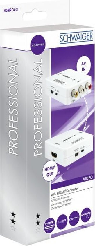 SCHWAIGER AV-zu-HDMI Konverter – Wandelt Composite-Signal Auf Full HD 1080p, Plug & Play