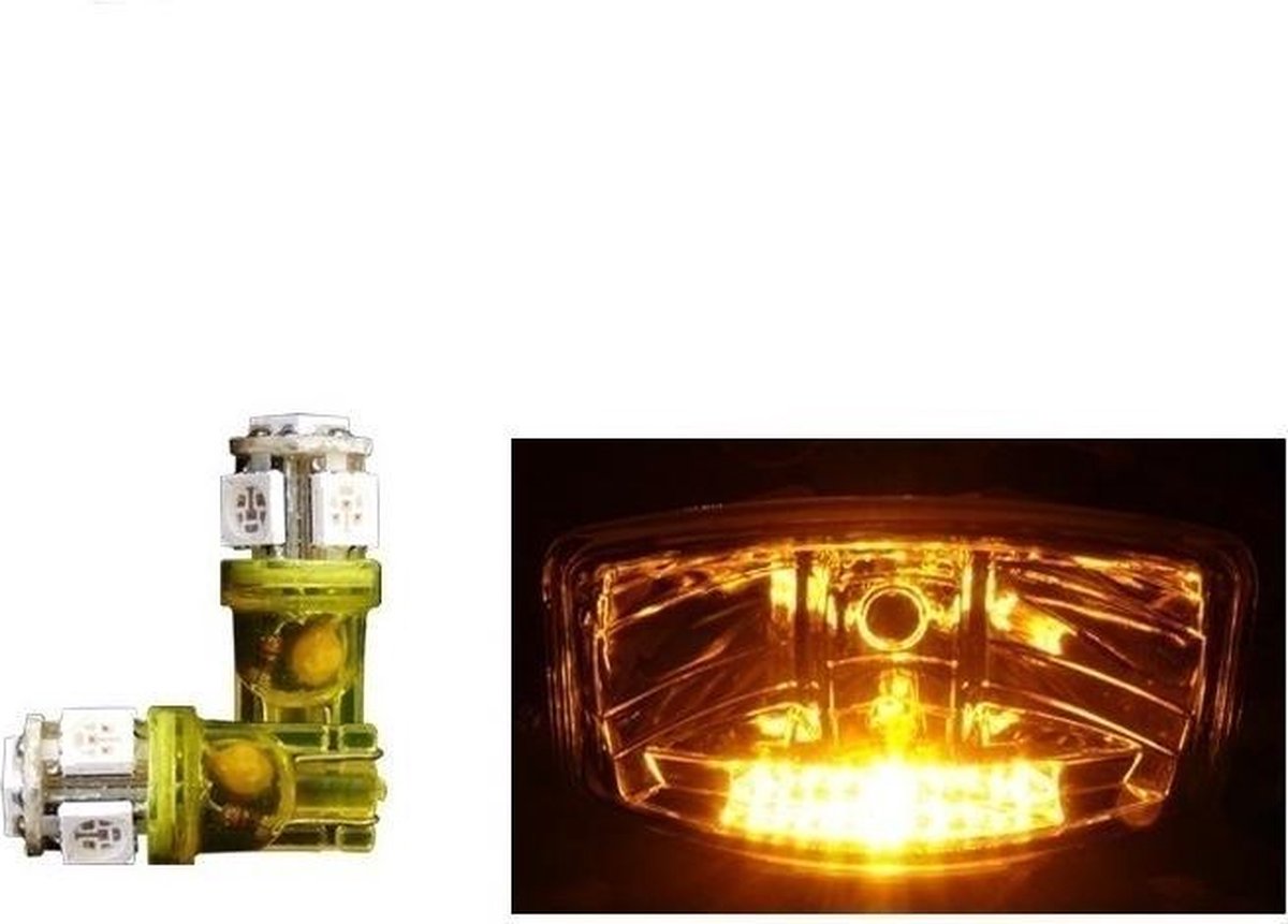 T10 W5W LED lamp oranje 12V - 24 V (2 stuks) | bol.com
