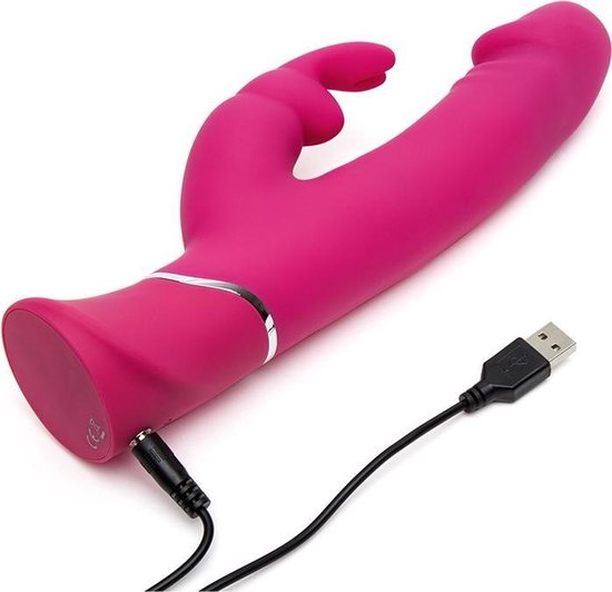 Realistic Dual Density Pink Rabbit Vibrators Happy