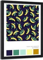 Foto in frame Abstracte banaan, 70x100cm, blauw/geel, Premium print