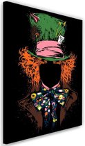 Schilderij ,  Mad Hatter ,2 maten , Filmposter , groen oranje roze zwart , wanddecoratie ,  Premium Print