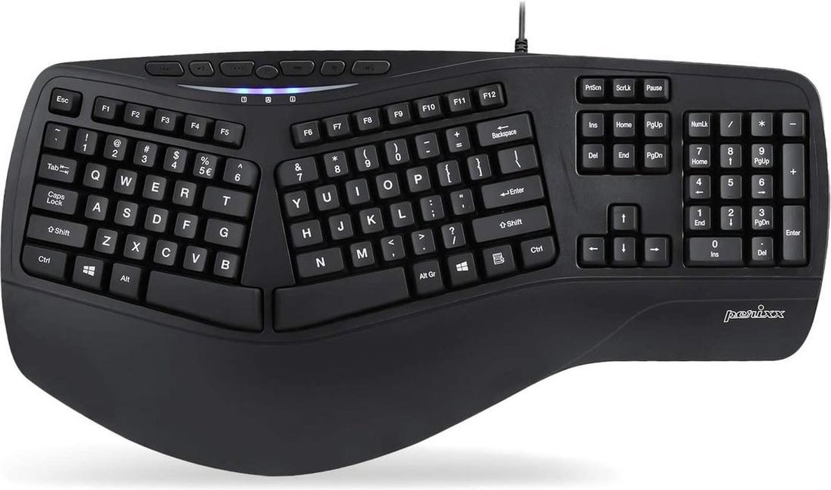 Perixx Periboard 312 Ergonomisch toetsenbord met backlight en 2 USB poorten - Gesplitst design