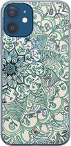 iPhone 12 hoesje siliconen - Mandala blauw | Apple iPhone 12 case | TPU backcover transparant