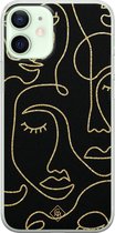 iPhone 12 mini hoesje siliconen - Abstract faces | Apple iPhone 12 Mini case | TPU backcover transparant