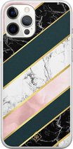 iPhone 12 Pro Max hoesje siliconen - Marmer strepen | Apple iPhone 12 Pro Max case | TPU backcover transparant