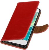 Zakelijke Book Case Telefoonhoesje Geschikt voor de Sony Xperia XA - Portemonnee Hoesje - Pasjeshouder Wallet Case - Rood