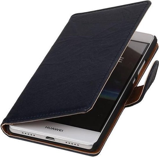 Mobielet Telefoonhoesje.nl - Étui Huawei Ascend G700 en Cuir délavé Bookstyle Blauw foncé