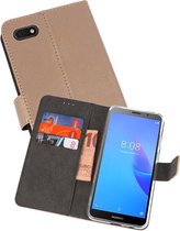 Booktype Telefoonhoesjes - Bookcase Hoesje - Wallet Case -  Geschikt voor Huawei Y5 Lite 2018 - Goud