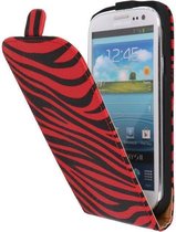 Zebra Flipcase Hoesjes voor Galaxy S3 i9300 Rood
