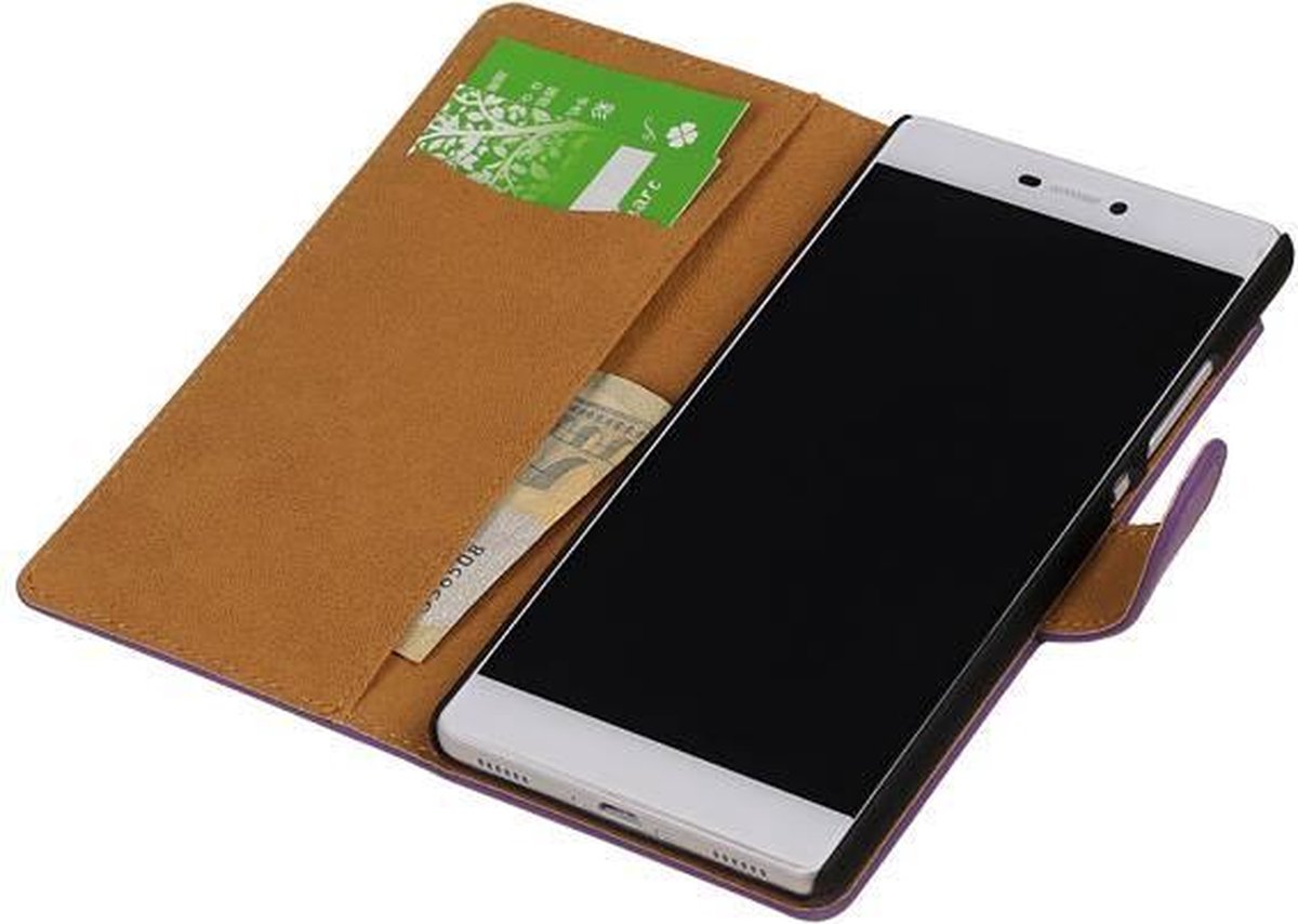 Bookstyle Wallet Case Hoesje Geschikt voor Huawei Ascend P8 Paars