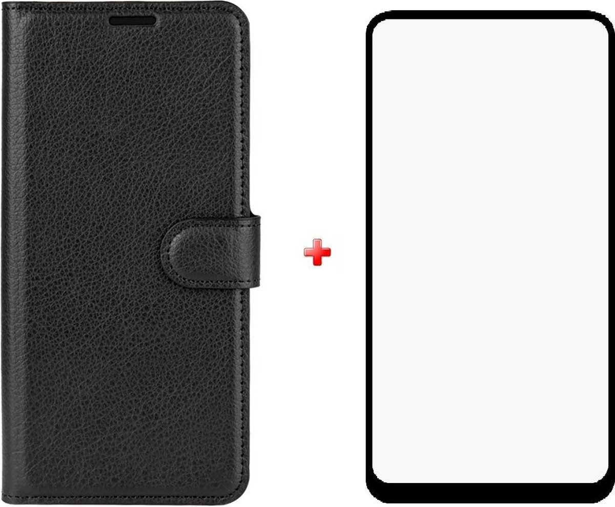 Oppo A53 / A53S zwart agenda book case hoesje + full glas screenprotector
