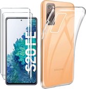 Samsung Galaxy S20 FE Hoesje Transparant - Siliconen Back Cover & 2X Glazen Screenprotector