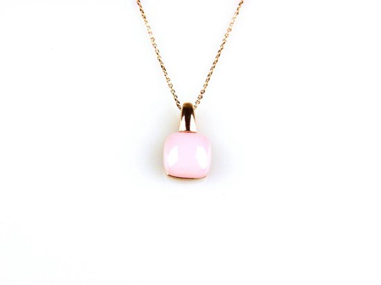 modèle Caprice collier en argent plaqué or rose avec pendentif pierre rose