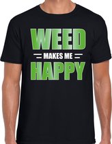Weed makes me happy / Wiet maakt me gelukkig t-shirt zwart voor heren - themafeest / outfit XL