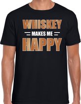 Whiskey makes me happy / Whiskey maakt me gelukkig drank t-shirt zwart voor heren - whiskey drink shirt - themafeest / outfit L